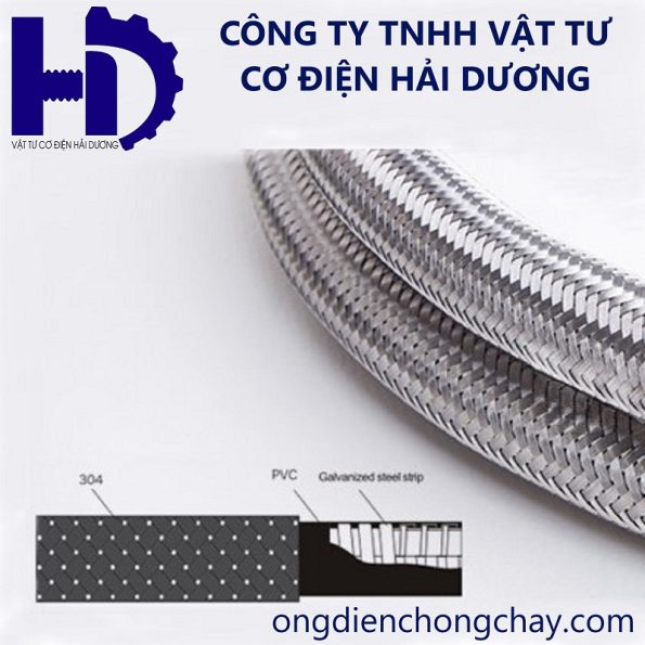 Ống ruột gà lõi thép bọc nhựa bọc lưới inox